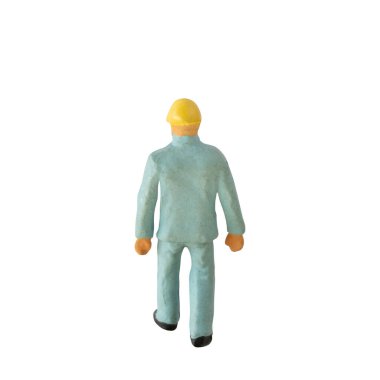 Minyatür inşaat işçisi kırpma yolu ile beyaz arkaplanda izole