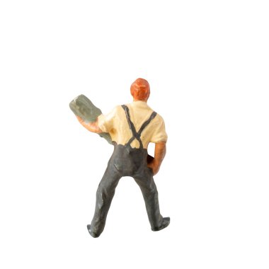 Minyatür inşaat işçisi kırpma yolu ile beyaz arkaplanda izole