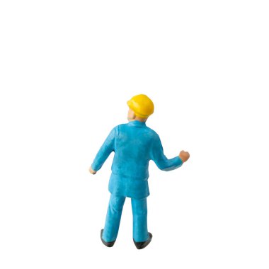 Minyatür inşaat işçisi kırpma yolu ile beyaz arkaplanda izole