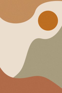 Bej, terracotta ve adaçayı yeşili renginde yumuşak organik şekillere sahip minimalist soyut tasarım. Modern tasarımlar, sunumlar veya sanatsal projeler için mükemmel
