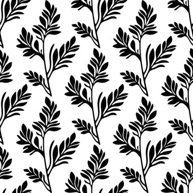 Gıcır gıcır beyaz arka planda siyah yapraklı dallar, tekstil, duvar kağıdı veya grafik tasarım projeleri için mükemmel.
