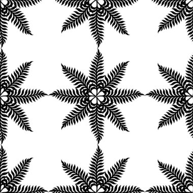 Black leafy branches seamless pattern on a crisp white background, perfect for textile, wallpaper, or graphic design projects clipart