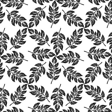 Gıcır gıcır beyaz arka planda siyah yapraklı dallar, tekstil, duvar kağıdı veya grafik tasarım projeleri için mükemmel.
