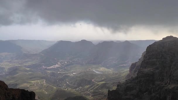 Prachtig Uitzicht Bergen Vulkanische Rotsachtige Heuvels Gran Canaria Spanje Lucht — Stockvideo