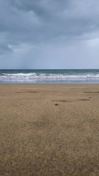 Plaży Wychodzi Się Morze Fale Rozbijają Się Brzegu Woda Płynie — Wideo stockowe