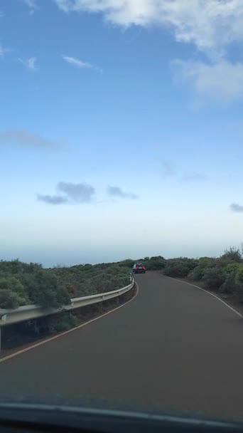 Driving Car Mountains Gran Canaria Spain Other Cars Passing Asphalt — Stock Video