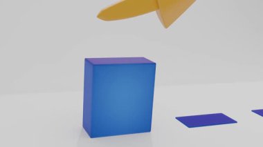 Kamera hareketi animasyonuyla dört periyot boyunca ilerleyen büyüme gösteren bir iş bilgisi grafiği. Üzerinde ok olan 3 boyutlu grafik çizelgesi. 3d canlandırma koleksiyonu.