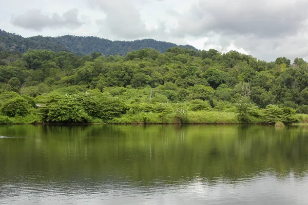 Malowniczy Krajobraz Zielonych Wzgórz Lasów Nad Brzegiem Rzeki Kinta Obrzeżach — Zdjęcie stockowe