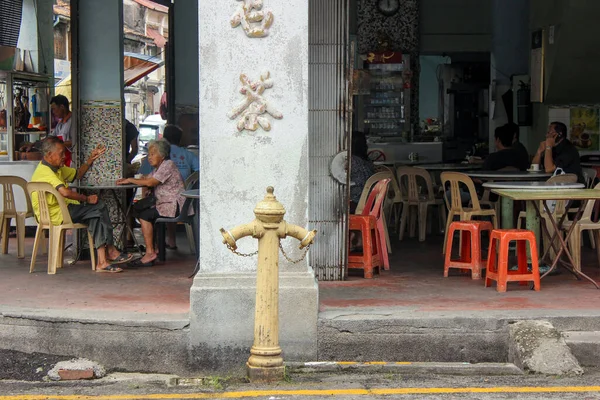 Georgetown Penang Maleisië November 2012 Mensen Dineren Een Oud Café — Stockfoto