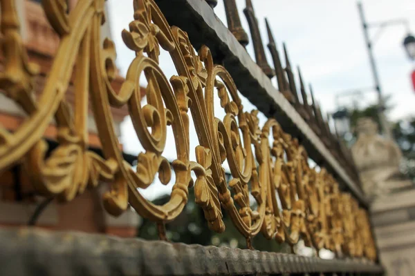 stock image Selective focus on the vintage design of a metal railing fence in Georgetown in Penang, Malaysia.