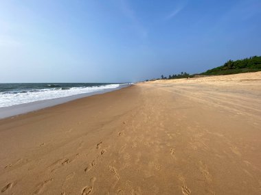Kuzey Goa 'daki Sinquerim köyünde hiç insan olmayan güzel bir sahil..