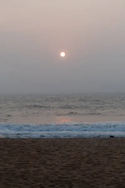 Paesaggio Tranquillo Tramonto Sul Mare Una Spiaggia Candolim Goa — Foto Stock
