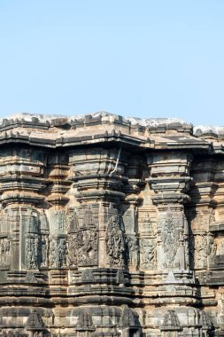 Belur, Karnataka 'daki antik Hoysala dönemi Chennakeshava tapınağının dış cephesi..