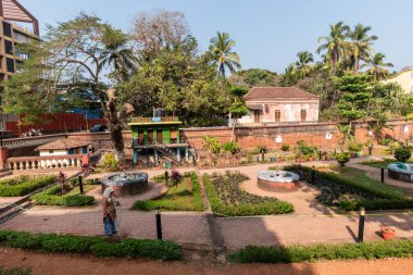 Margao, Goa, Hindistan - Ocak 2023: Madgaon 'daki tarihi Ana Fonte bahçesi.