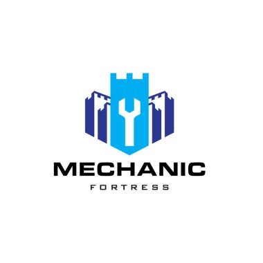 Kale vektör simgesi logo tasarımı illüstrasyonlu mekanik şekil