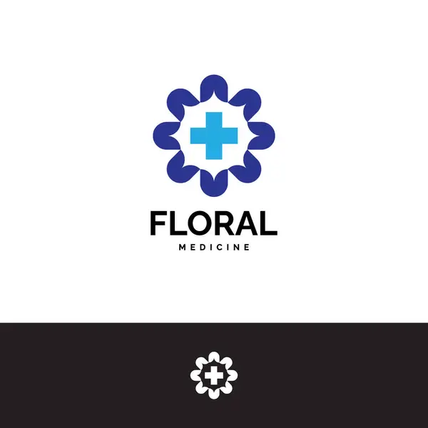 logo tasarım simgesi içinde çiçek ve tıbbi simge