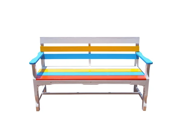 Wooden Vintage Colorful Bench Isolated White Background Outdoor Furniture — Stock Photo, Image