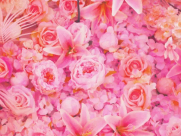 バレンタインや結婚式の日カードのための花花束の要約ぼやけた背景 ピンクの花の壁の装飾 — ストック写真