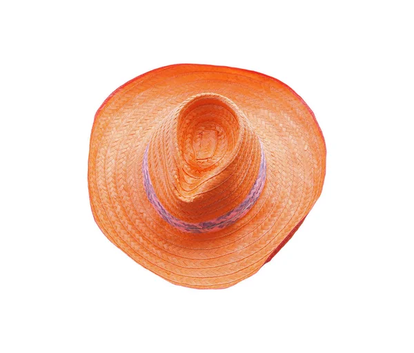 Вид Сверху Шерстяную Соломенную Шляпу Белом Фоне — стоковое фото