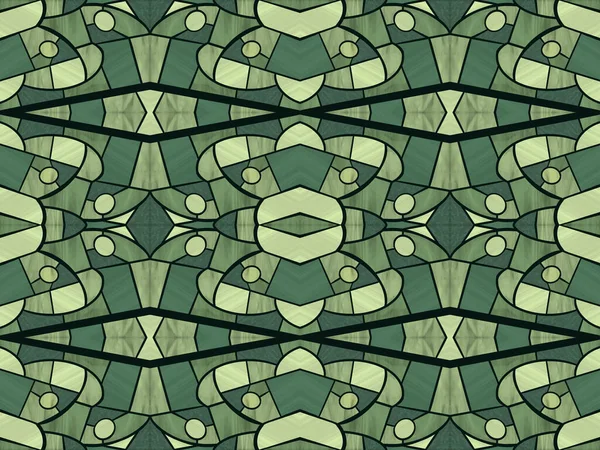 텍스처와 스테인드글라스 스타일 녹색을 결없는 패턴을 디지털 — 스톡 사진