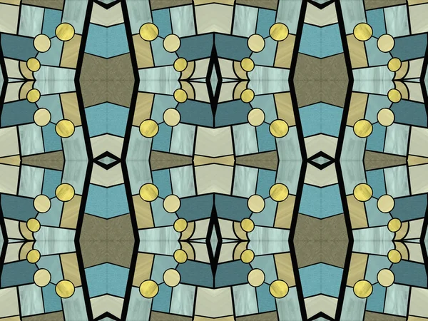 Цифровая Иллюстрация Бесшовного Рисунка Текстурой Витражами Синем Сером Коричневом Цветах — стоковое фото