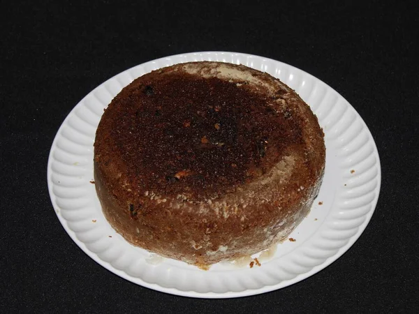 Pronto Para Comer Pão Cozido Estilo Caseiro Uma Assadeira Branca — Fotografia de Stock