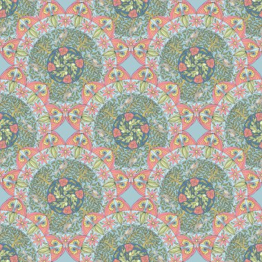 Pastel renklerde dairesel bir mandalanın pürüzsüz desenli arkaplanı