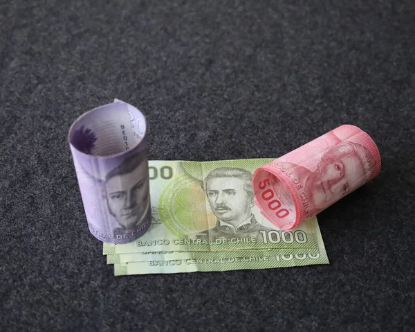 Stacked Rolled Chilean Banknotes Different Denomination — Stock Photo, Image