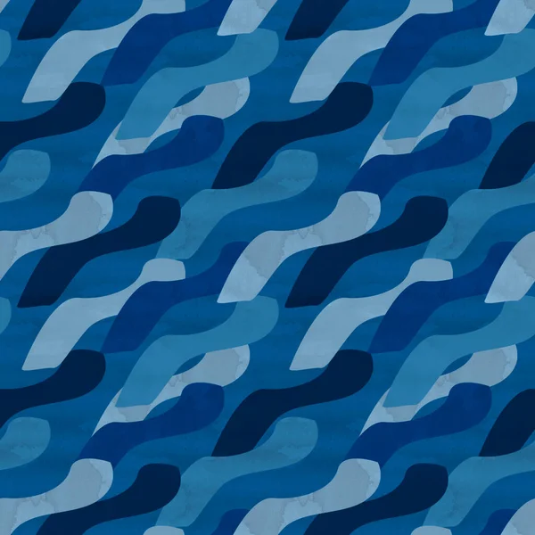 Patrón Digital Sin Costuras Rayas Onduladas Apiladas Colores Azules Textura —  Fotos de Stock