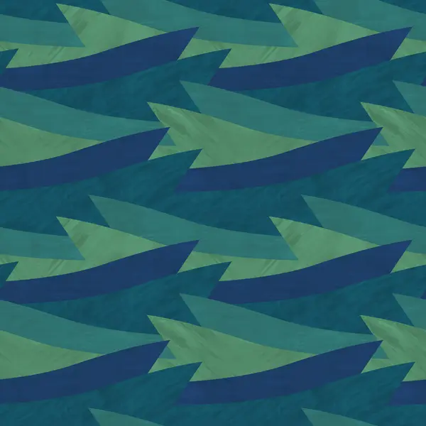 Abstract Naadloos Patroon Van Golven Met Verf Textuur Groene Blauwe Stockfoto