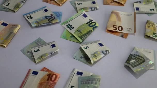 Vista Billetes Europeos Diferentes Denominaciones Con Movimiento Circular — Vídeo de stock