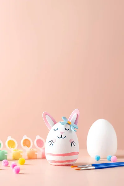 Huevo Pascua Forma Conejo Ideas Diy Artesanía Pascua Con Niños — Foto de Stock