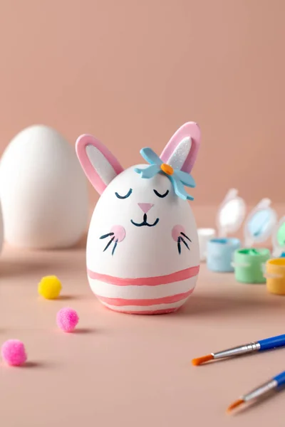 Huevo Pascua Forma Conejo Ideas Diy Artesanía Pascua Con Niños — Foto de Stock
