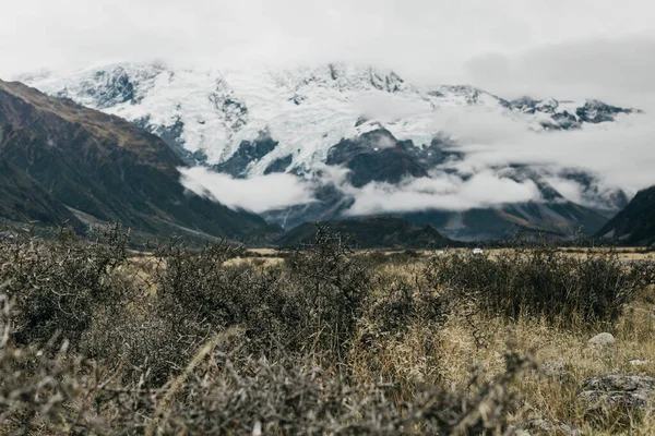 Yeni Zelanda Daki Cook Dağı Manzara Karlı Alp Dağları Güzel — Stok fotoğraf