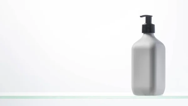 Mockup Dispensador Branco Com Produto Cosmético Para Cuidado Pele Rosto — Fotografia de Stock