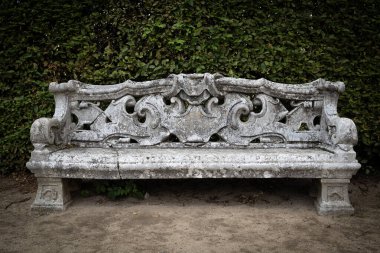Historical old empty stone bench clipart