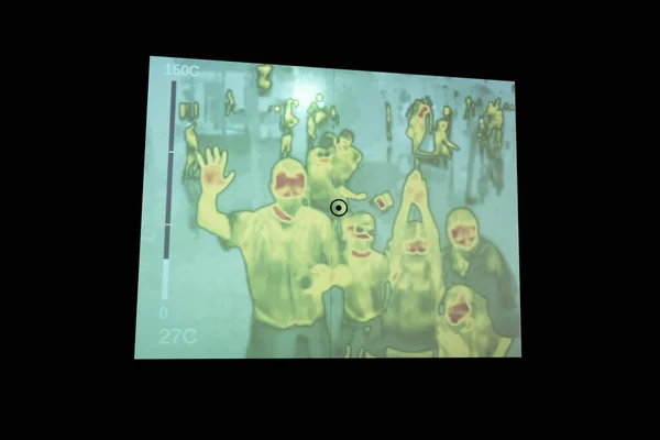 Thermographie Thermovision Infrarouge Avec Foule Personnes — Photo