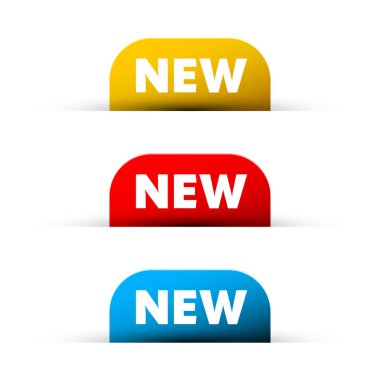 Beyaz arkaplanda izole edilmiş yeni web düğmesi etiketleri