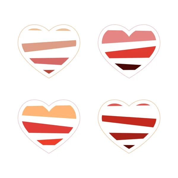 Hearts Cut Heart Symbols Isolated White Background Vector — Stock Vector