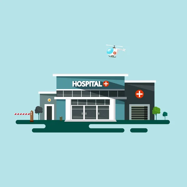 Illustration Design Plat Vectoriel Bâtiment Hospitalier — Image vectorielle