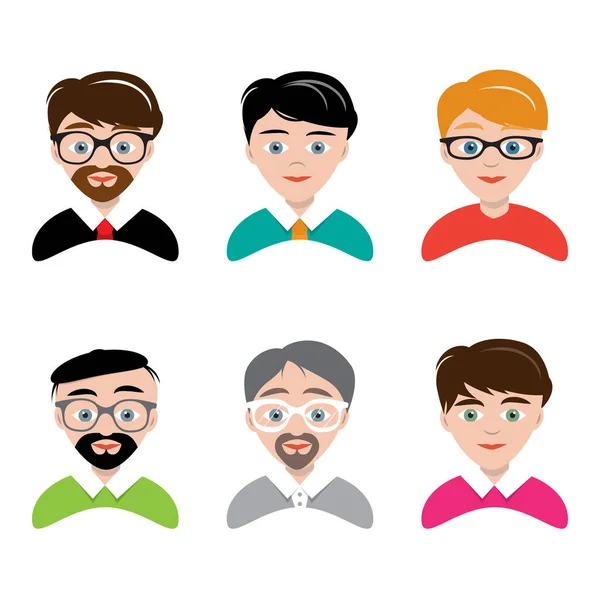 Men Characters Vector Collection Male Faces Isolated White Background — Stock Vector