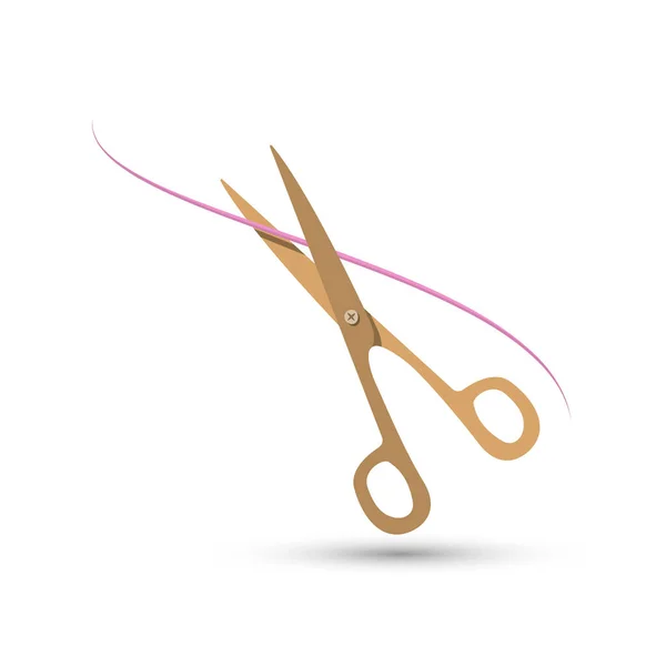 Scissors Thread Hair Isolated White Background — Stock Vector