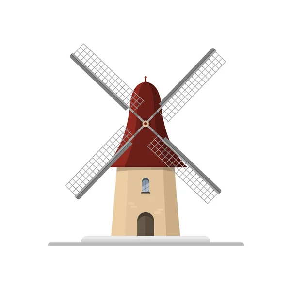 Windmill Icon Retro Vector Wind Mill Symbol Isolated White Background — стоковий вектор