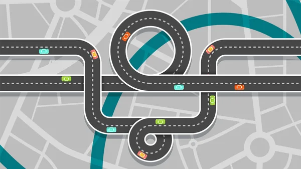 Plan Ville Avec Voitures Vue Sur Les Routes Les Rues — Image vectorielle