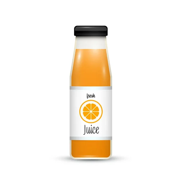 从白色背景分离出来的玻璃瓶中的橙汁 — 图库矢量图片