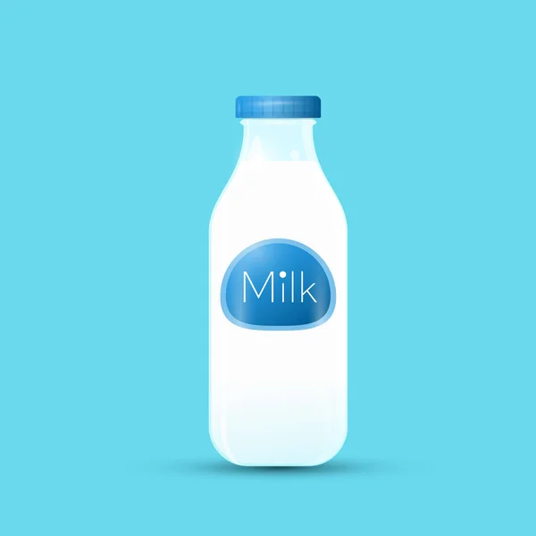 Молочная Бутылка Голубом Фоне Вектор — стоковый вектор