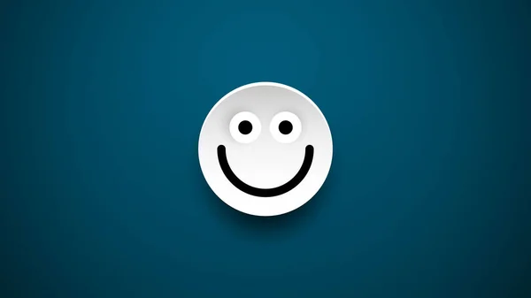 Happy Paper Cut Face Blue Background Positive Feedback Vector Symbol — Stock Vector