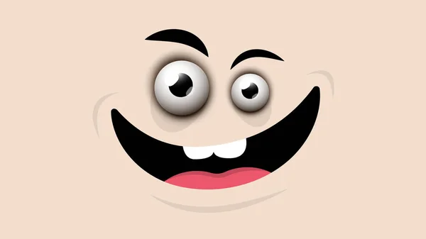 Crazy Happy Face Vector Cartoon — 스톡 벡터