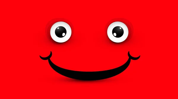 Щасливе Сором Язливе Обличчя Рот Очі Червоному Тлі — стоковий вектор
