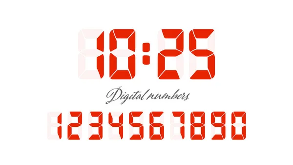 Vector Digital Numbers Set Isolated White Background — Stock Vector